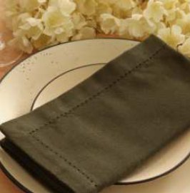 Hemstitch Napkins — Olive Green