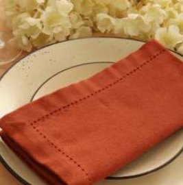 Hemstitch Napkins — Rust