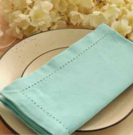 Hemstitch Napkins — Aqua Blue