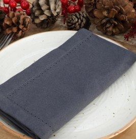 Hemstitch Napkins — Dark Grey