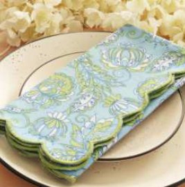Scalloped Edge with Kalamkari Print — Light Blue (Edge-Sage Green)