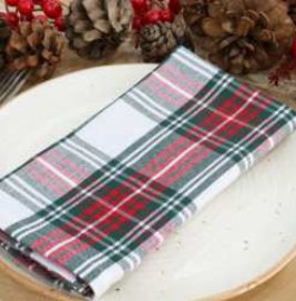 Tartan Plaid Napkins — Red And White