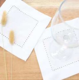 Cocktail Hemstitch Napkins — White