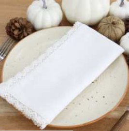 Cocktail Hemstitch Napkins — White