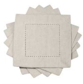 Cocktail Hemstitch Napkins — Royal Linen/White