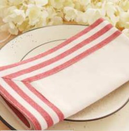 Solid Napkin · Edge Stripe — Red/White