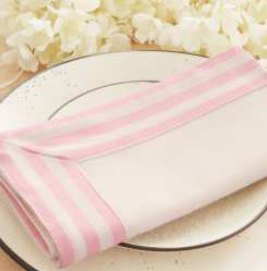 Solid Napkin · Edge Stripe — Blush Pink/White
