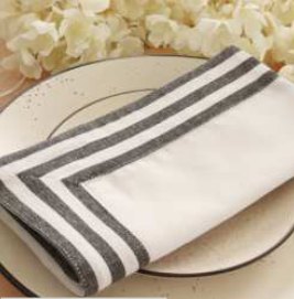 Solid Napkin · Edge Stripe — Black/White