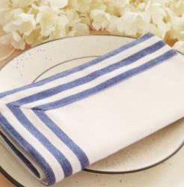 Solid Napkin · Edge Stripe — Blue/White