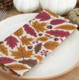 Fall / Autumn Leaves Printed Napkins — Rust/G.Yellow/Brown/Maroon/I