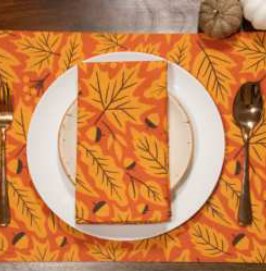 Fall / Autumn Leaves Printed Napkins — Yellow/Rust/Brown