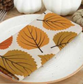 Fall / Autumn Leaves Printed Napkins — Beige/Yellow/Rust/Brown/Orange