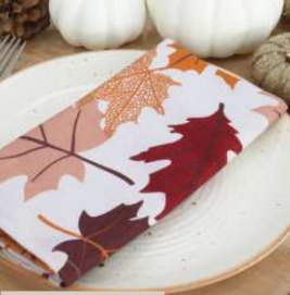 Fall / Autumn Leaves Printed Napkins — Rust/Burgundy/Peach/Orange