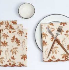 Fall / Autumn Leaves Printed Napkins — Orange/Green/Yellow/Brown