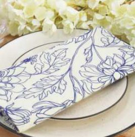 Summer Printed Napkins — Blue / Cream (Blue Floral)