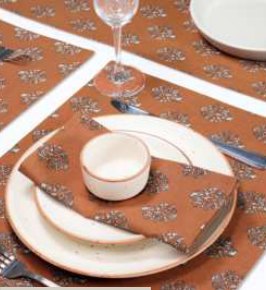 Printed Cloth Napkins — Goldenrod Rust
