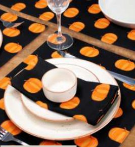 Printed Cloth Napkins — Halloween Pumpkin
