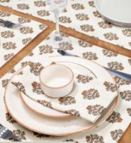 Printed Cloth Napkins — Goldenrod Beige