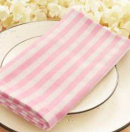 Striped Cloth Napkins — Blush Pink/White