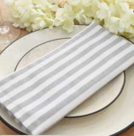 Striped Cloth Napkins — Ash Grey/White