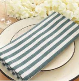 Striped Cloth Napkins — Green/White