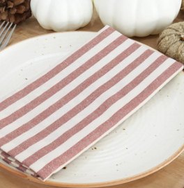 Striped Cloth Napkins — Royal Rust/Ivory