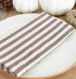 Striped Cloth Napkins — Nut Brown / Ivory