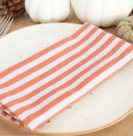 Striped Cloth Napkins — Orange/White