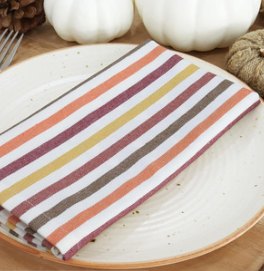Striped Cloth Napkins — G.Yellow/Burgundy/Orange/