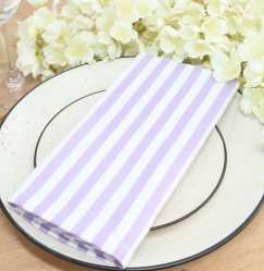 Striped Cloth Napkins — Lavender/White