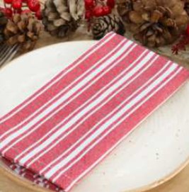Striped Cloth Napkins — Red / White