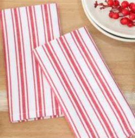 Striped Cloth Napkins — White / Red