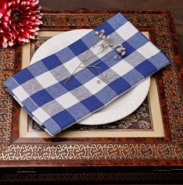 Gingham Check Napkins — Blue/White