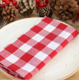 Gingham Check Napkins — Red/White