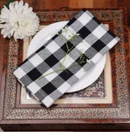 Gingham Check Napkins — Black/White