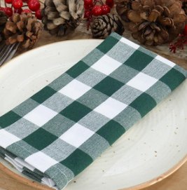 Gingham Check Napkins — Green/White