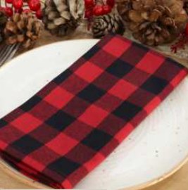 Gingham Check Napkins — Red/Black