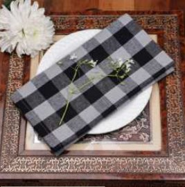 Gingham Check Napkins — Black/Ash Grey
