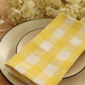Gingham Check Napkins — Yellow/White