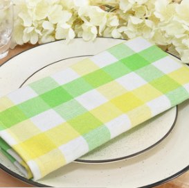 Gingham Check Napkins — Yellow/Green/White