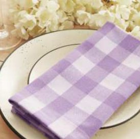 Gingham Check Napkins — Lavender/White