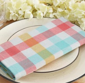 Gingham Check Napkins — Golden Yellow/White/Pink/Aqua