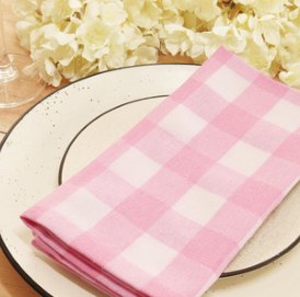 Gingham Check Napkins — Blush Pink/White