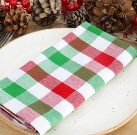 Gingham Check Napkins — Red / Green / White