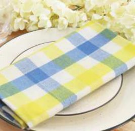 Gingham Check Napkins — Light Blue/Yellow/White