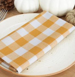 Gingham Check Napkins — Golden Yellow/ White