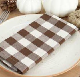 Gingham Check Napkins — Nut Brown / White