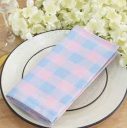 Gingham Check Napkins — Light Blue/Blush Pink