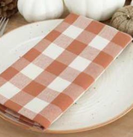 Gingham Check Napkins — Royal Rust/Half White