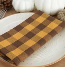 Gingham Check Napkins — Golden Yellow/Nut Brown